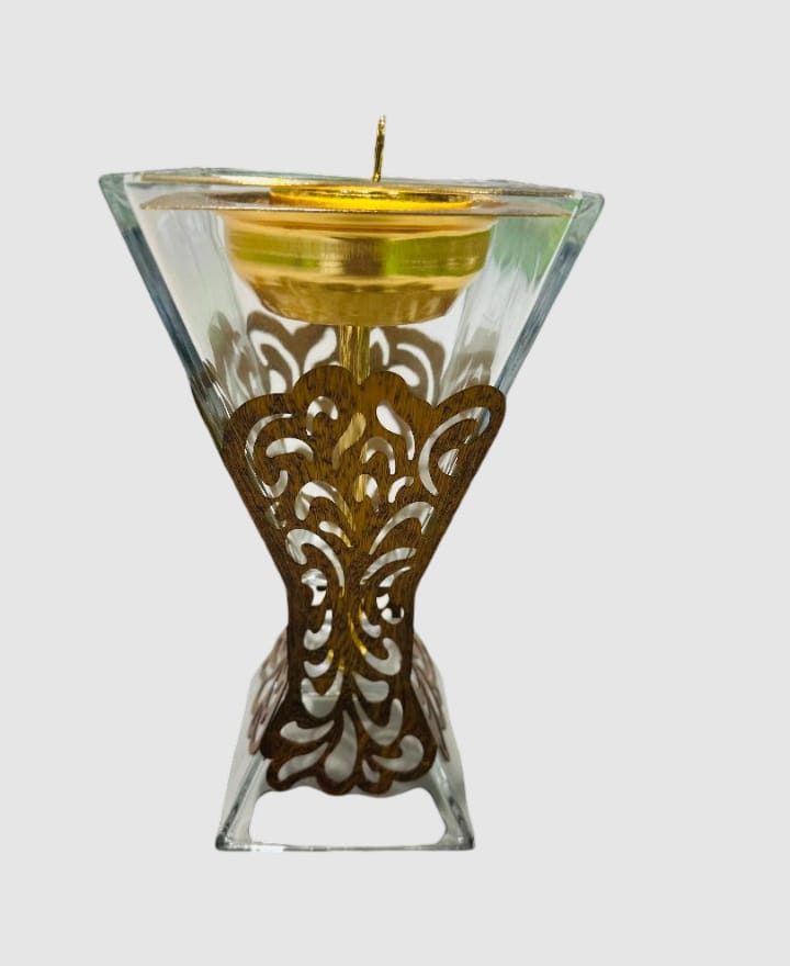 Crystal Elegance Mabkhara – Glass & Gold Incense Burner