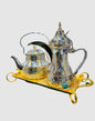 Royal Arabic Coffee & Tea Set – Silver & Gold Plated with Serving Tray (1L + 0.7L)
